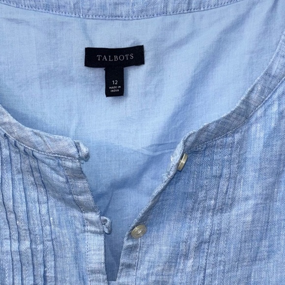 Talbots Pin tuck Linen Popover Striped Dress - Picture 4 of 7